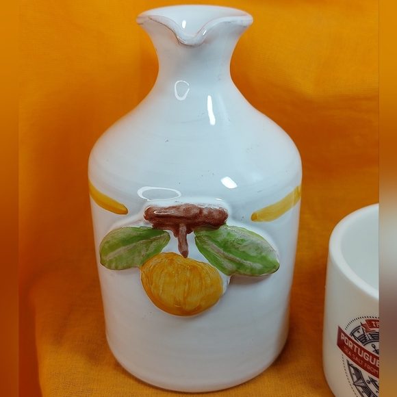 Galantino Handpainted Ceramic Oil Cruet/Trader Joe's Portugese Salt Ceramic Jar - Picture 9 of 10